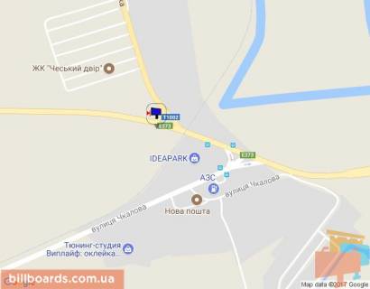 Billboard A in Irpin, 6х3  m. Irpin', trasa M-07 "Kiiv-Kovel'", km 23+875 livo, st. Svato-Pokrovs'ka, 24A, rozvilka Irpin'-Gostomel'-Buca, na svitlofori, ZK "Druzi", pered povorotom na Irpin', verh scheme