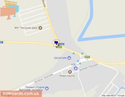 Billboard B in Irpin, 6х3  m. Irpin', trasa M-07 "Kiiv-Kovel'", km 23+875 livo, st. Svato-Pokrovs'ka, 24A, rozvilka Irpin'-Gostomel'-Buca, na svitlofori, ZK "Druzi", pered povorotom na Gostomel', napramok na Bucu, verh scheme