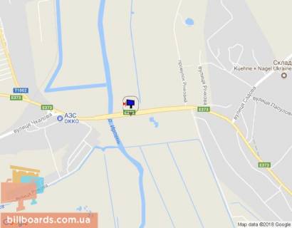 Billboard A in Irpin, 6х3  m. Irpin', trasa M-07 "Kiiv-Kovel'", km 23+100 livo, mist cerez r. Irpinka, cerez 650m pisla rozvilki Irpin'-Gostomel'-Buca, ZK "Gostomel' Rezidens", verh scheme