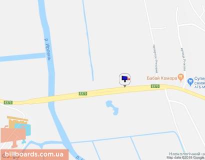 Billboard A in Irpin, 6х3  m. Irpin', trasa M-07 "Kiiv-Kovel'", km 22+850 pravo, mist cerez r. Irpinka, za 900m do rozvilki Irpin'-Gostomel'-Buca, ZK "Gostomel' Rezidens", verh scheme