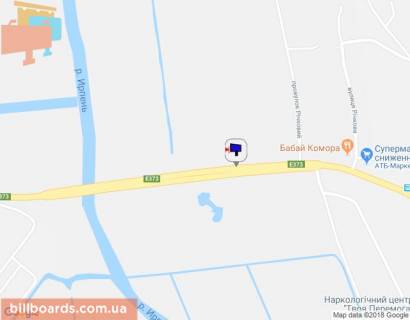 Billboard B in Irpin, 6х3  m. Irpin', trasa M-07 "Kiiv-Kovel'", km 22+850 pravo, mist cerez r. Irpinka, cerez 900m pisla rozvilki Irpin'-Gostomel'-Buca, ZK "Gostomel' Rezidens", niz scheme