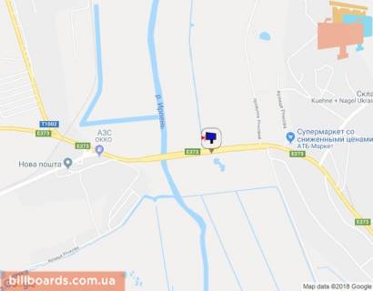 Billboard A in Irpin, 6х3  m. Irpin', trasa M-07 "Kiiv-Kovel'", km 22+975 livo, mist cerez r. Irpinka, cerez 775m pisla rozvilki Irpin'-Gostomel'-Buca, ZK "Gostomel' Rezidens", niz scheme