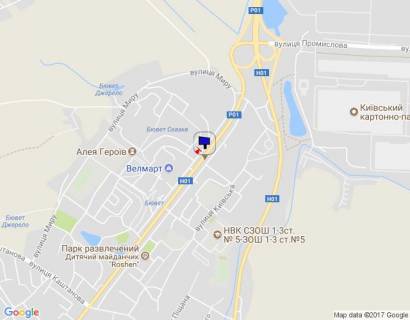 Billboard A in Obukhiv, 6х3  m. Obuhiv, st. Kiivs'ka, 168, navproti rinku ta zitlovogo kompleksu "Nektarnij", cerez 70m pisla povorotu do supermarketu "Velmart" scheme