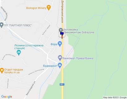 Billboard B in Lisniki (Kiev region), 6х3  Dniprovs'ke sose, trasa N-01 "Kiiv-Znam'anka", km 20+450 pravo, cerez 350m pisla povorotu na s. Lisniki, niz scheme