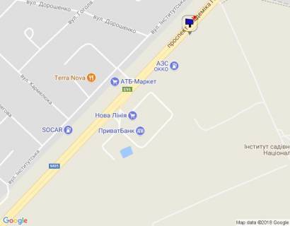 Billboard B in Gatne, 6,20х2,85  s. Cabani, kinec' prospektu Akademika Gluskova, trasa M-05 Kiiv-Odesa, km 13+600 livo, viizd z Kieva, navproti AZS UPG, za 100m do AZS OKKO, ZK Odes'kij Kvartal, v radiusi 200m Nova Linia, ATB scheme