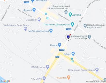 Citylight B in Vasylkiv, 1,15х1,75  m. Vasil'kiv, st. Soborna, 97, bila magazina "Krovla" scheme