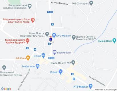 Citylight A in Vasylkiv, 1,2х1,8  m. Vasil'kiv, st. Dekabristiv, 1, bila avtobusnoi zupinki, cerez 100m pisla perehresta z st. Sevcenka ta magazinu "Eko-Market", za 125m do perehresta z st. Grusevs'kogo scheme