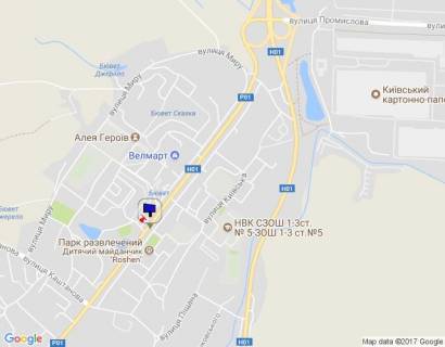 Billboard A in Obukhiv m. Obuhiv, st.. Kiivs'ka, 144 (bila ditacogo majdancika "Rosen") scheme