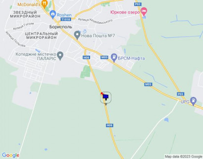 Billboard B in Boryspil, 6х3  Черкаська траса, траса Н-08 "Бориспіль-Дніпро-Запоріжжя", км 2+300 ліво, виїзд з м. Бориспіль в напрямку Дніпра (Переяслава) scheme