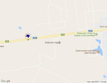 Billboard A in With. Mila s. Mila, trasa M-06 Kiiv-Cop (Zitomir), km 27+900 livo, za 500m do AZS GLUSCO ta UPG scheme