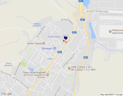 Billboard B in Obukhiv m. Obuhiv, st..Kiivs'ka, 117, pered povorotom do supermarketa "Velmart" scheme