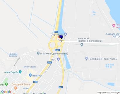 Billboard A in Obukhiv, 6х3  m. Obuhiv, pocatok st. Promislova, mist cerez trasu N-01 "Kiiv-Znam'anka", na povoroti na Kiiv scheme