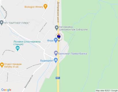 Billboard B in Lisniki (Kiev region), 6х3  Dniprovs'ke sose, trasa N-01 "Kiiv-Znam'anka", km 20+550 livo, navproti magazinu "Fora", za 250m do povorotu na s. Lisniki ta magazinu ATB, niz scheme