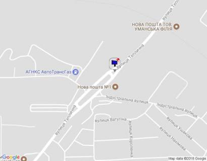 Billboard A in Uman m. Uman', st. Teplicna, cerez 760m pisla rozv'azki z st. Energeticna ta st. Zavods'ka scheme