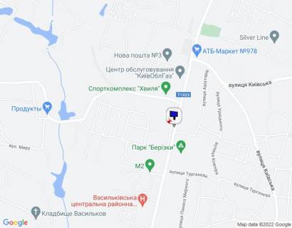 Billboard B in Vasylkiv, 6х3  m. Vasil'kiv, st. Dekabristiv, 117, bila magazinu plitki, navproti avtomijki, za 170m do povorotu na st. Mikoli Burki, cerez 40m pisla povorotu na st. Aviatoriv scheme