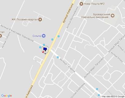 Billboard B in Brovary m. Brovari, st. Kiivs'ka, navproti budinku 292, cerez 40m pisla AZS KLO, za 50m do rozvilki z st. Gagarina ta st. V'aceslava Cornovola scheme