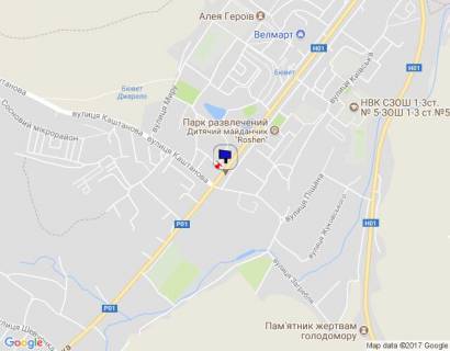 Billboard A in Obukhiv m. Obuhiv, peretin st.Kiivs'ka-Kastanova, na zupinci; na svitlofori; 200 m. do supermarketu "Furset" scheme