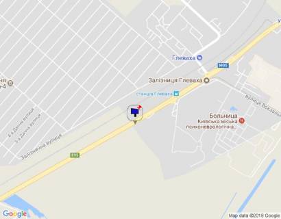 Billboard B in smt. Glevakha smt. Glevaha, trasa M-05 Kiiv-Odesa, km 29+280 livo, cerez 280m pisla povorotu na st. Vokzal'na ta AZS KLO scheme