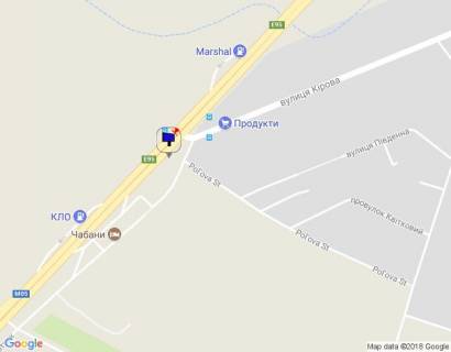 Billboard B in Chabani, 6х6  s. Cabani, trasa M-05 Kiiv-Odesa, km 16+650 livo, povorotu na st. Kirova, cerez 135m pisla avtobusnoi zupinki ta 190m pisla zaizdu na  AZS Marshal, za 140m do AZS KLO, niz scheme