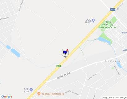 Billboard A in Chabani s. Cabani, trasa M-05 Kiiv-Odesa, km 16+090 pravo, cerez 710m pisla AZS OKKO, za 240m do AZS Marshal, niz scheme