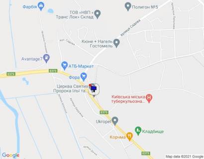 Billboard B in Gostomel, 6х3  смт. Гостомель, траса М-07 "Київ-Ковель", км 22+700 право, вул. Кулішова, 41, після повороту на с. Горенка, через 130м після повороту на вул. Чумацький Шлях, через 190м після повороту на вул. Садова, через 190м після магазину "Фора" scheme