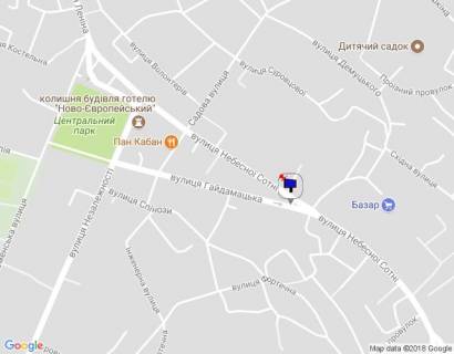 Billboard B in Uman m. Uman', st. Gajdamac'ka, navproti budinku 32, rozvilka z st. Nebesnoi Sotni, za 50m do povorotu na st. Nekrasova, cerez 140m pisla povorotu na st. Smidta scheme