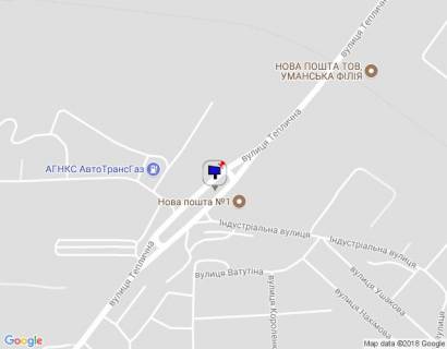 Billboard A in Uman, 6х3  m. Uman', st. Teplicna, bila povorotu na st. Industrial'na, cerez 840m pisla rozv'azki z st. Zavods'ka ta st. Energeticna, niz scheme