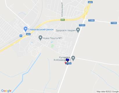 Billboard B in Vasylkiv, 6х3  m. Vasil'kiv, T-1023, km 4+400 pravo, viizd z m. Vasil'kiv, za 230m do avtobusnoi zupinki, za 300m do povorotu na st. Vokzal'na ta smt. Glevaha, za 1,7km do rozv'azki Kiiv-Vasil'kiv scheme