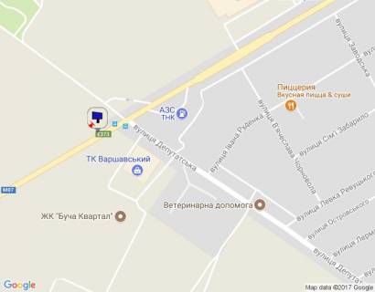Billboard B in Bucha, 6х3  m. Buca, trasa M-07 "Kiiv-Kovel'", km 30+150 pravo, st. Nove Sose, perehresta z st. Deputats'ka, za TC Modul', navproti ZK "Varsavs'kij", ZK "Buca-Kvartal" scheme