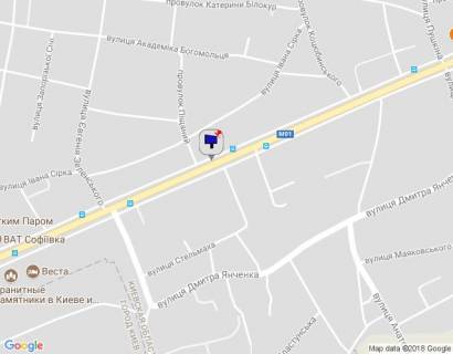 Billboard A in Brovary, 6х3  m. Brovari, st. Kiivs'ka, 41, cerez 50m pisla avtobusnoi zupinki, za 260m do perehresta z st. Evgenia Zelens'kogo, za 550m do magazinu "Fora", za 570m do perehresta z st. Esenina scheme