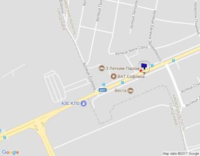 Billboard A in Brovary, 6х3  m. Brovari, st. Kiivs'ka, 30, cerez 200m pisla magazinu "Fora", cerez 220m pisla perehresta z st. Esenina, cerez 300m pisla AZS "KLO", za 50m do avtobusnoi zupinki, za 90m do povortu na st. Evgenia Zelens'kogo scheme