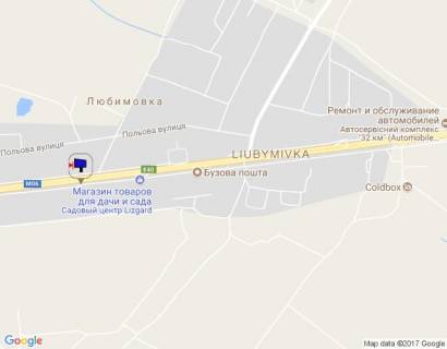 Billboard A in Lyubimivka, 6х3  s. Lubimivka, trasa M-06 "Kiiv-Cop" (Zitomir), km 33+680 livo, za 250m do sadovogo centru "Lizgard" scheme