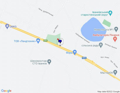 Billboard B in Ivankiv, 6х3  с. Іванків, харківська траса, траса М-03 "Київ-Харків", км 46+200 ліво, за 250м до магазину Фора, за 550м до автобусної зупинки та повороту на вул. Пролетарська, через 850м після АЗС ОККО scheme
