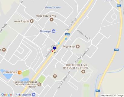 Billboard A in Obukhiv m. Obuhiv, st. Kiivs'ka, 164 (na svitlofori) scheme