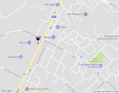 Billboard A in Brovary m. Brovari, st. Kiivs'ka, navproti budinku 316, bila Epicentru ta magazinu Novus, cerez 50m pisla rozvilki z st. Vasila Simonenka ta st. Korolenka, za 100m do avtobusnoi zupinki scheme