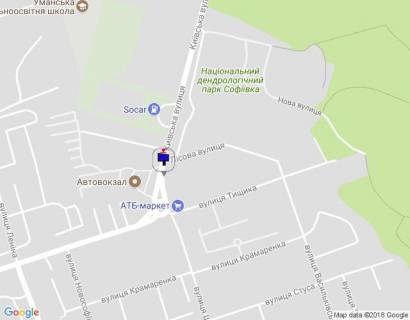 Billboard B in Uman m. Uman', st. Kiivs'ka, 4, bila avtobusnoi zupinki, navproti Avtovokzalu, cerez 40m pisla povorotu na st. Lisova ta 120m pisla AZS SOCAR, za 50m do magazinu ATB ta rozv'azki z st. Tisika ta st. Sevcenka scheme