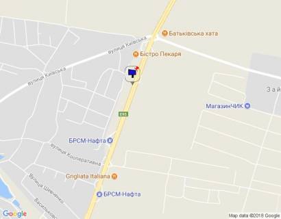 Billboard A in smt. Glevakha smt. Glevaha, trasa M-05 Kiiv-Odesa, km 24+535 pravo, za 340m do zaizdu na AZS BRSM, cerez 160m pisla avtobusnoi zupinki ta 340m pisla povorotu na s. Zajcev   scheme