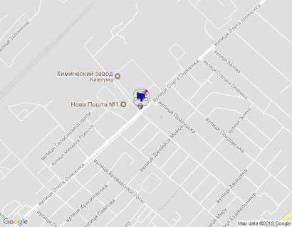 Billboard A in Brovary, 6х3  m. Brovari, st. Olega Onikienka, 127, bila AZS OKKO, navproti avtobusnoi zupinki, rozvilka z st. Bogdana Hmel'nic'kogo, cerez 120m pisla povorotu na st. Priluc'ka scheme