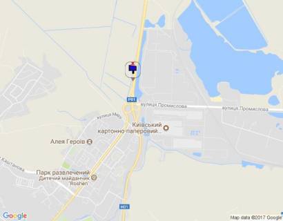 Billboard A in Obukhiv km. 43+000 pravoruc(N-01 Kiiv-Znamanka); V'izd v m.Obuhiv iz Kieva scheme