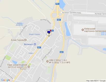 Billboard B in Obukhiv, 12х3  m. Obuhiv, st. Kiivs'ka, 168, za 50m do rinku "Pisanij", bila zitlovogo kompleksu "Nektarnij", pravij scheme