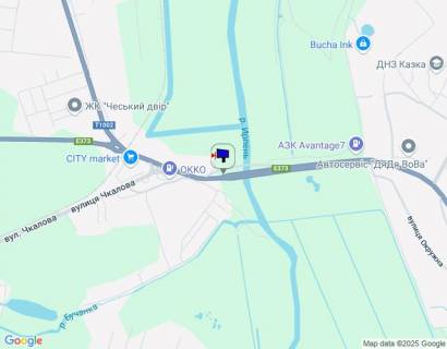 Billboard B in Irpin, 6х3  м. Ірпінь, траса М-07 "Київ-Ковель", км 23+300 право, міст через р. Ірпінка, виїзд з міста, через 275м після АЗС ОККО, за 500м до магазину АТБ, за 550м до магазину ФОРА scheme