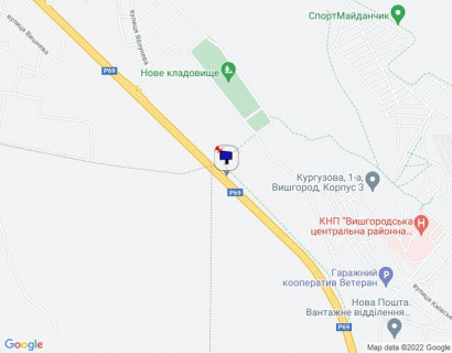 Billboard B in Vishgorod, 6х3  м. Вишгород, траса Р-69 "Київ-Вишгород-Десна", км 19+800 право, через 550м після повороту на вул. Яблунева, через 1.1км після АЗС WOG scheme