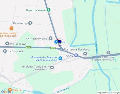 Billboard A in Gostomel, 6х3  м. Гостомель, вул. Свято-Покровська, навпроти №26, парковка Фора, KFC, перед кругом Гостомель-Ірпінь-Буча scheme