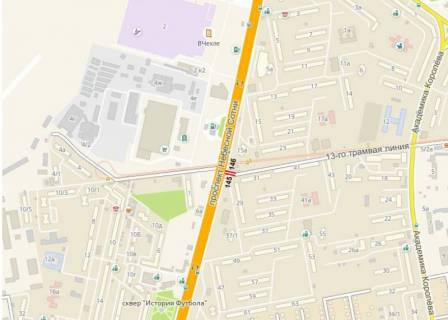 Billboard A in Odessa, 3х6  pr-t Nebesnoi Sotni, 29 - linia 13 tramvau, Ekspobud (A), na svitlofori scheme