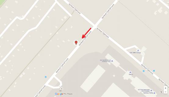 Billboard A in Cherkasy, 3в*6ш  st. Sumgaits'ka - st.Odes'ka scheme