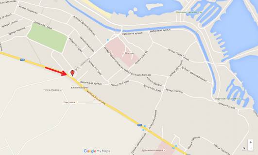 Billboard B in Cherkasy, 3в*6ш  st. Dahnivs'ka Sic - st. Kanivs'ka (v'izd v misto) scheme