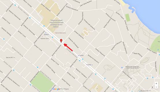 Billboard A in Cherkasy, 3в*6ш  bst. Sevcenka - st.Franka (vid centru) scheme