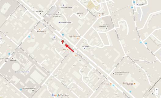 Billboard A in Cherkasy, 3в*6ш  bst. Sevcenka, 256 (fasad bila mag. Sekunda), verhnij scheme