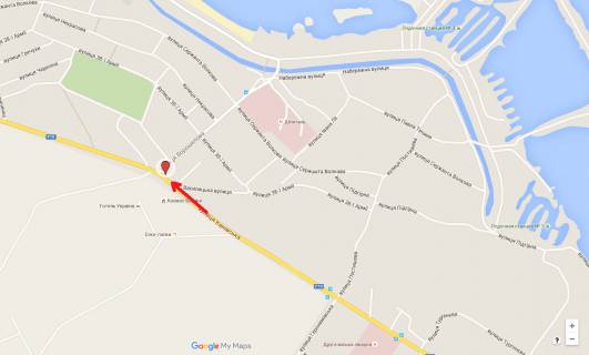 Billboard A in Cherkasy, 3в*6ш  st. Dahnivs'ka Sic - st. Kanivs'ka(viizd z mista) scheme