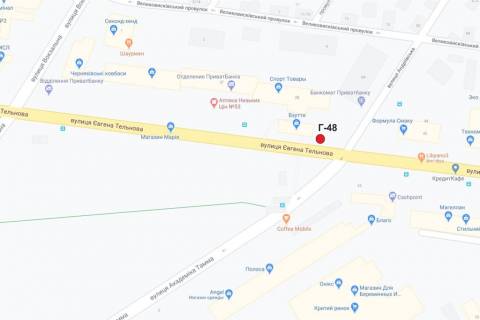 Billboard A in Kropyvnytskyi (Kirovograd) st. E.Tel'nova/st.Soborna scheme